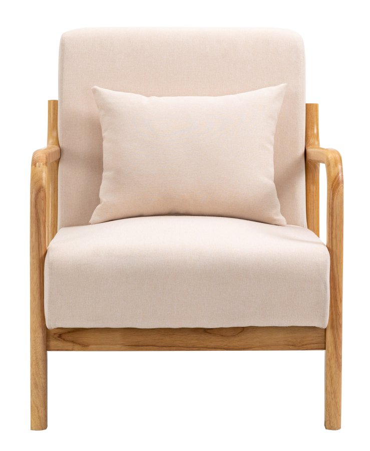 NORDLYS Ohama loungestol, m. armln - beige stof og natur gummitr