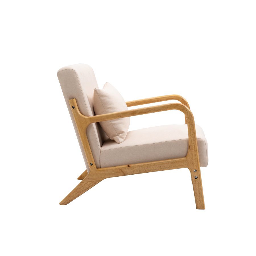 NORDLYS Ohama loungestol, m. armln - beige stof og natur gummitr