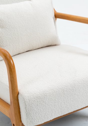 NORDLYS Ohama loungestol, m. armln - hvid stof og natur gummitr