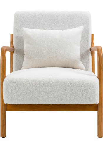 NORDLYS Ohama loungestol, m. armln - hvid stof og natur gummitr