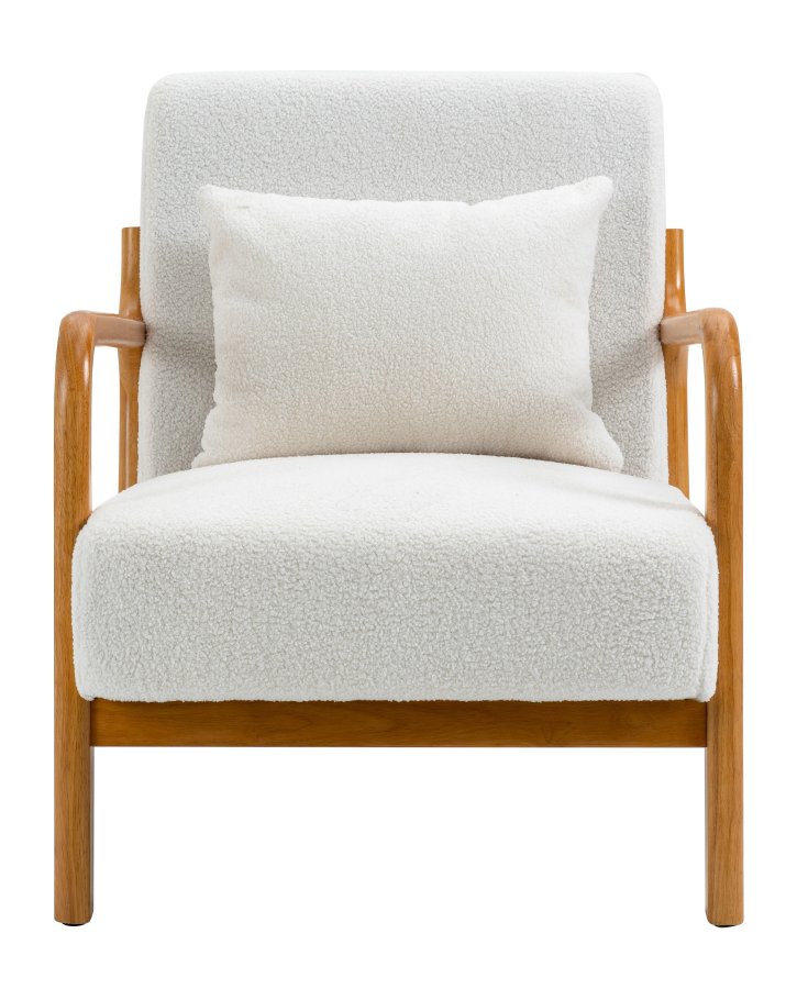 NORDLYS Ohama loungestol, m. armln - hvid stof og natur gummitr