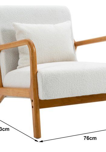 NORDLYS Ohama loungestol, m. armln - hvid stof og natur gummitr