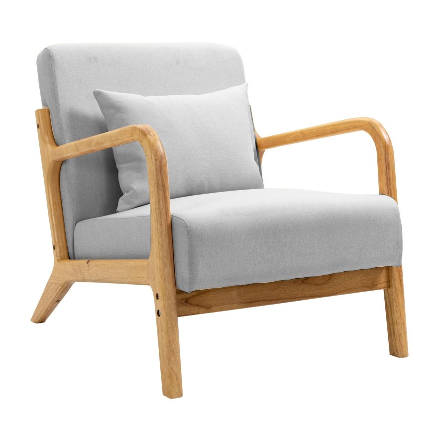 NORDLYS Ohama loungestol, m. armln - gr stof og natur gummitr