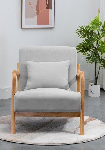 NORDLYS Ohama loungestol, m. armln - gr stof og natur gummitr