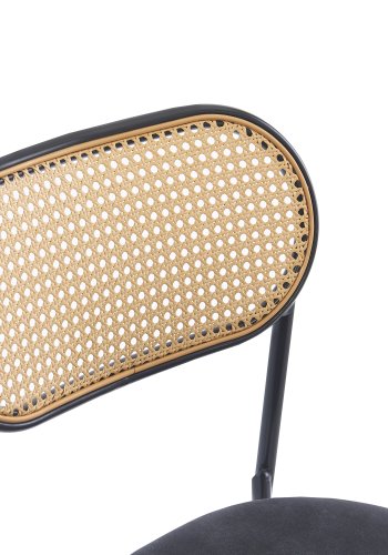 NORDLYS Orebro spisebordsstol - rattan, ruskind og sort metal