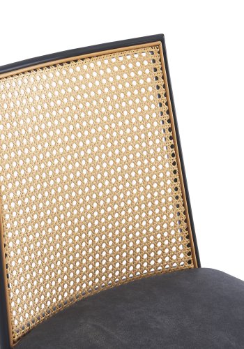 NORDLYS Osaka spisebordsstol - rattan, ruskind og sort metal