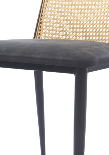 NORDLYS Osaka spisebordsstol - rattan, ruskind og sort metal