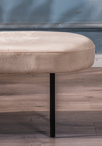 NORDLYS Oslo bnk, oval - beige fljl og sort metal (95x35)