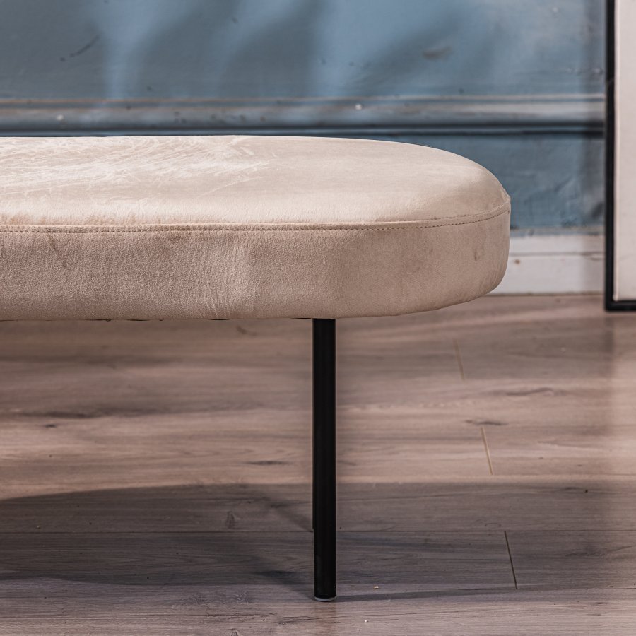 NORDLYS Oslo bnk, oval - beige fljl og sort metal (95x35)