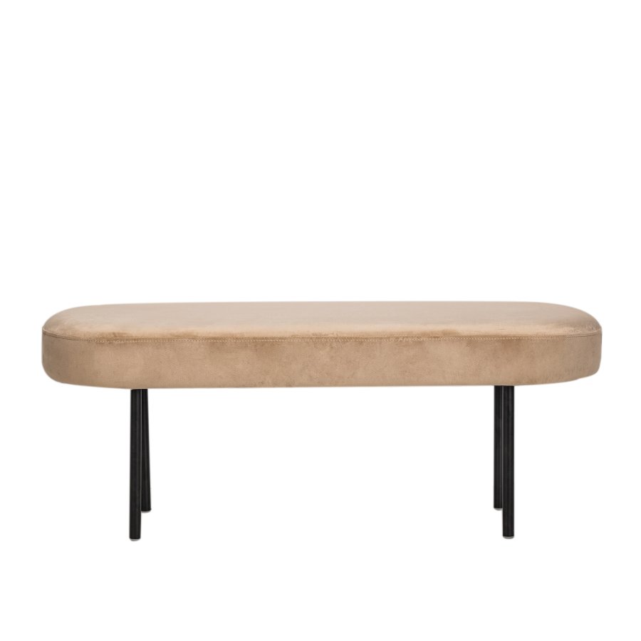 NORDLYS Oslo bnk, oval - beige fljl og sort metal (95x35)