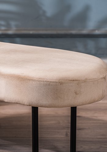 NORDLYS Oslo bnk, oval - beige fljl og sort metal (95x35)