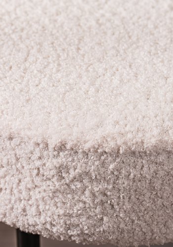 NORDLYS Oslo bnk, oval - hvid stof og sort metal (95x35)