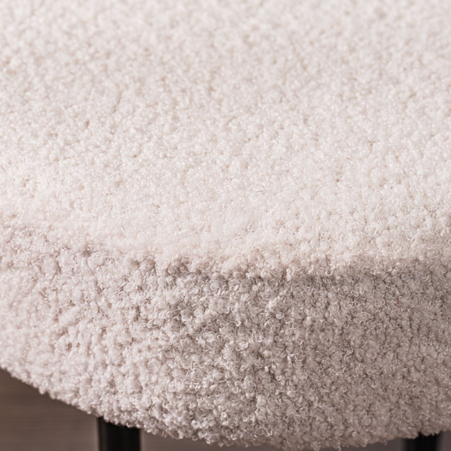 NORDLYS Oslo bnk, oval - hvid stof og sort metal (95x35)