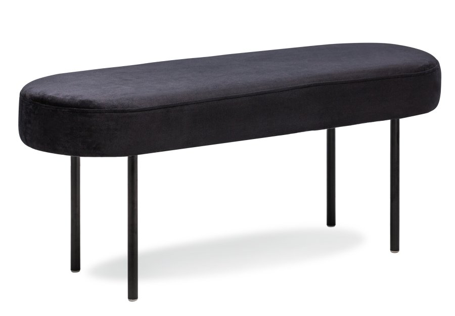 NORDLYS Oslo bnk, oval - sort fljl og sort metal (95x35)