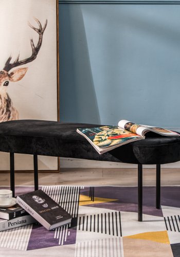 NORDLYS Oslo bnk, oval - sort fljl og sort metal (95x35)