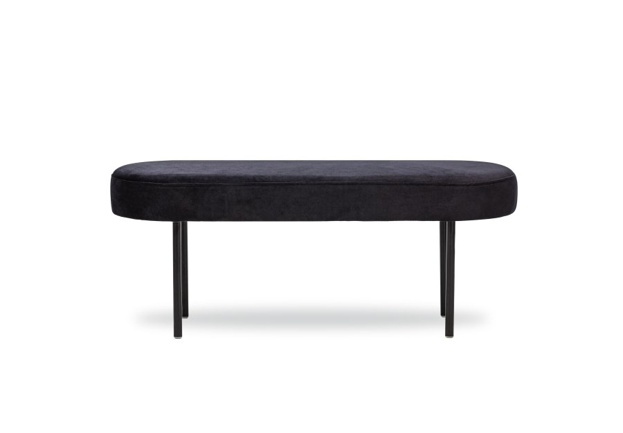 NORDLYS Oslo bnk, oval - sort fljl og sort metal (95x35)