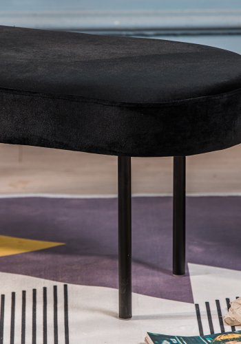 NORDLYS Oslo bnk, oval - sort fljl og sort metal (95x35)