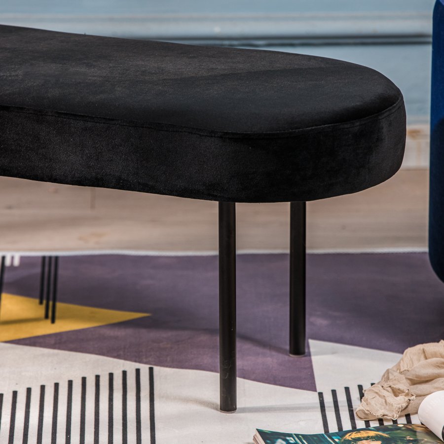 NORDLYS Oslo bnk, oval - sort fljl og sort metal (95x35)