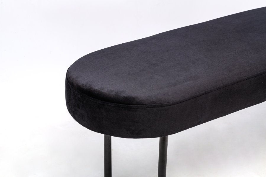 NORDLYS Oslo bnk, oval - sort fljl og sort metal (95x35)