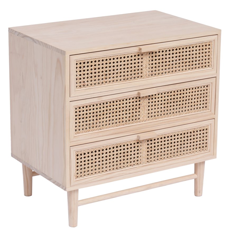 NORDLYS Phoenix kommode, m. 3 skuffer - natur rattan og tr