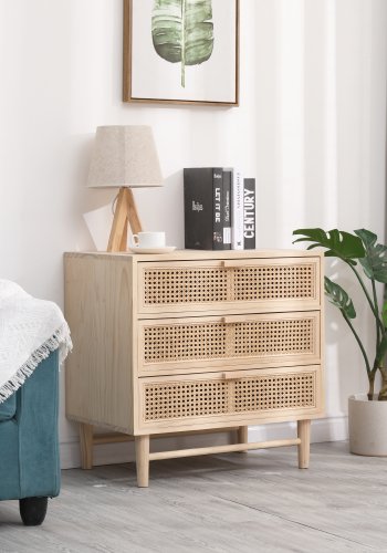 NORDLYS Phoenix kommode, m. 3 skuffer - natur rattan og tr