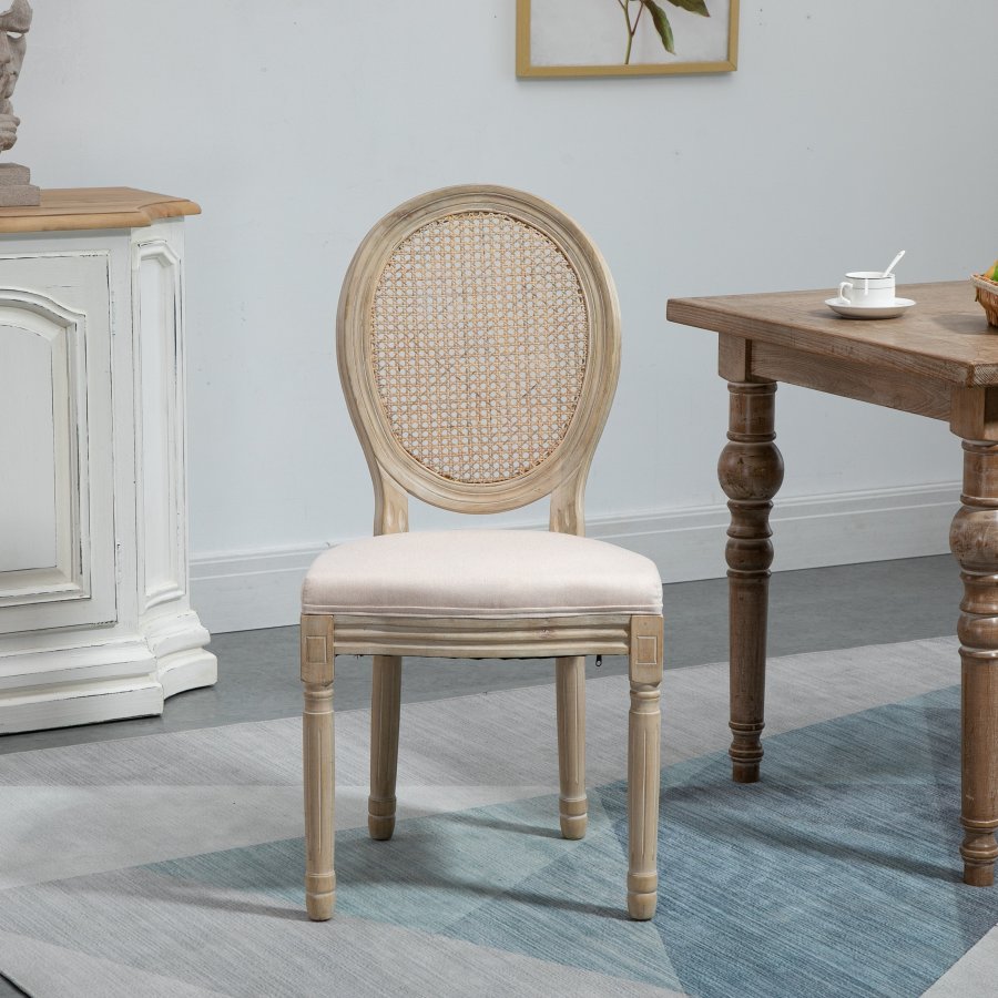 NORDLYS Richelieu spisebordsstol - beige stof og gummitr