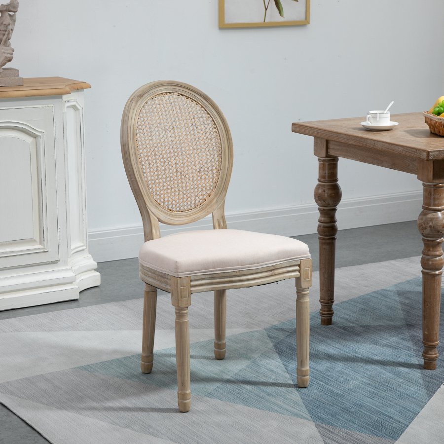 NORDLYS Richelieu spisebordsstol - beige stof og gummitr