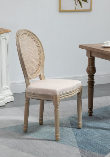 NORDLYS Richelieu spisebordsstol - beige stof og gummitr