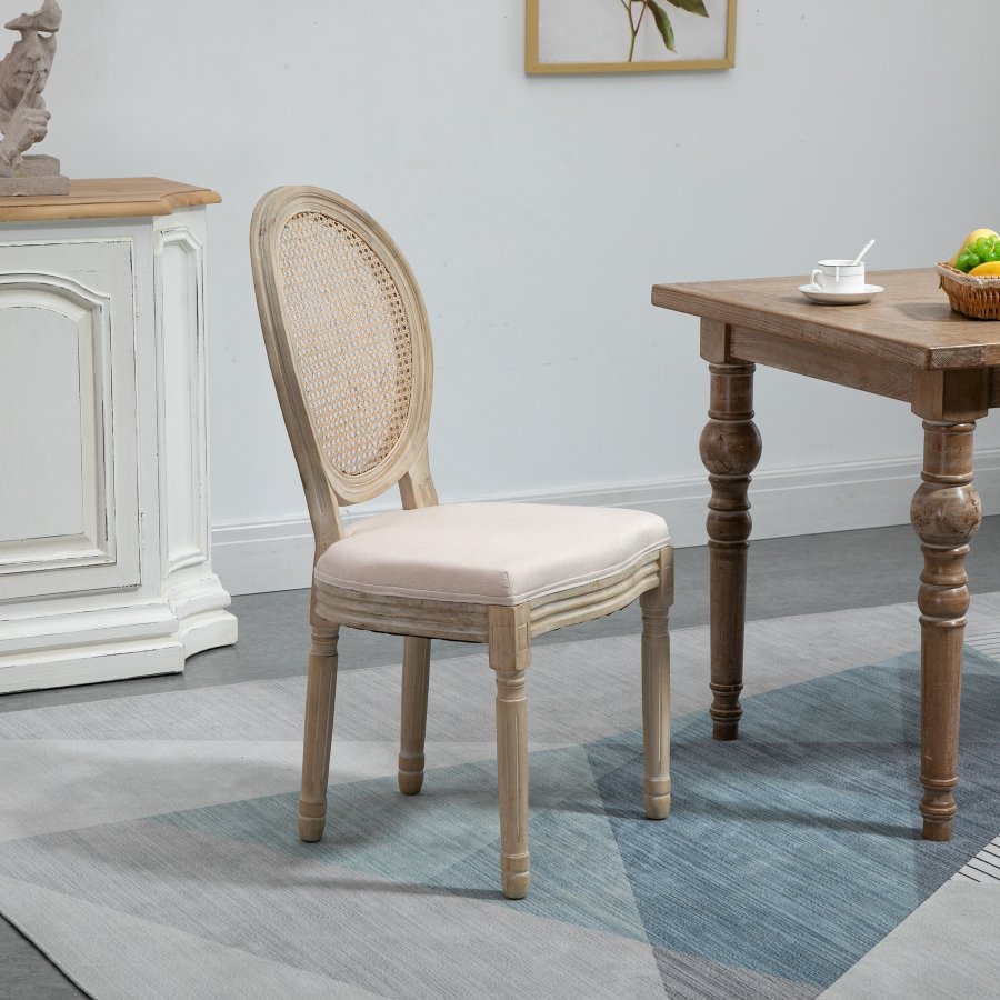 NORDLYS Richelieu spisebordsstol - beige stof og gummitr