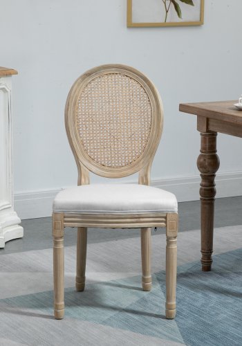 NORDLYS Richelieu spisebordsstol - gr stof, rattan og gummitr