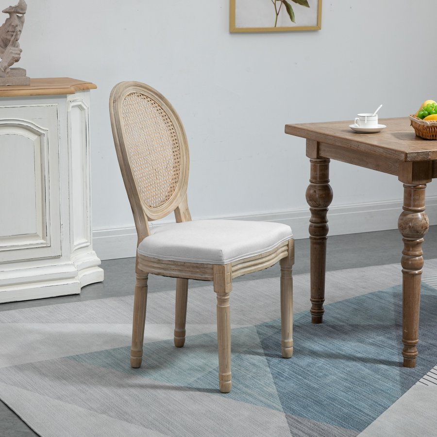 NORDLYS Richelieu spisebordsstol - gr stof, rattan og gummitr