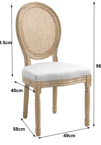 NORDLYS Richelieu spisebordsstol - gr stof, rattan og gummitr