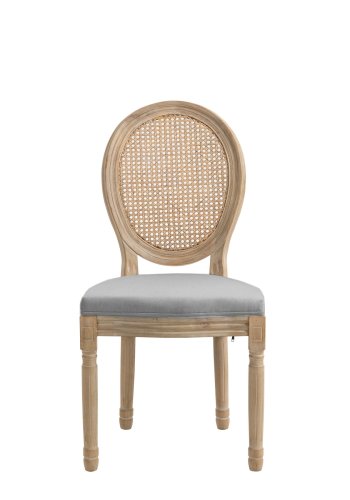 NORDLYS Richelieu spisebordsstol - mrkegr stof, rattan og gummitr