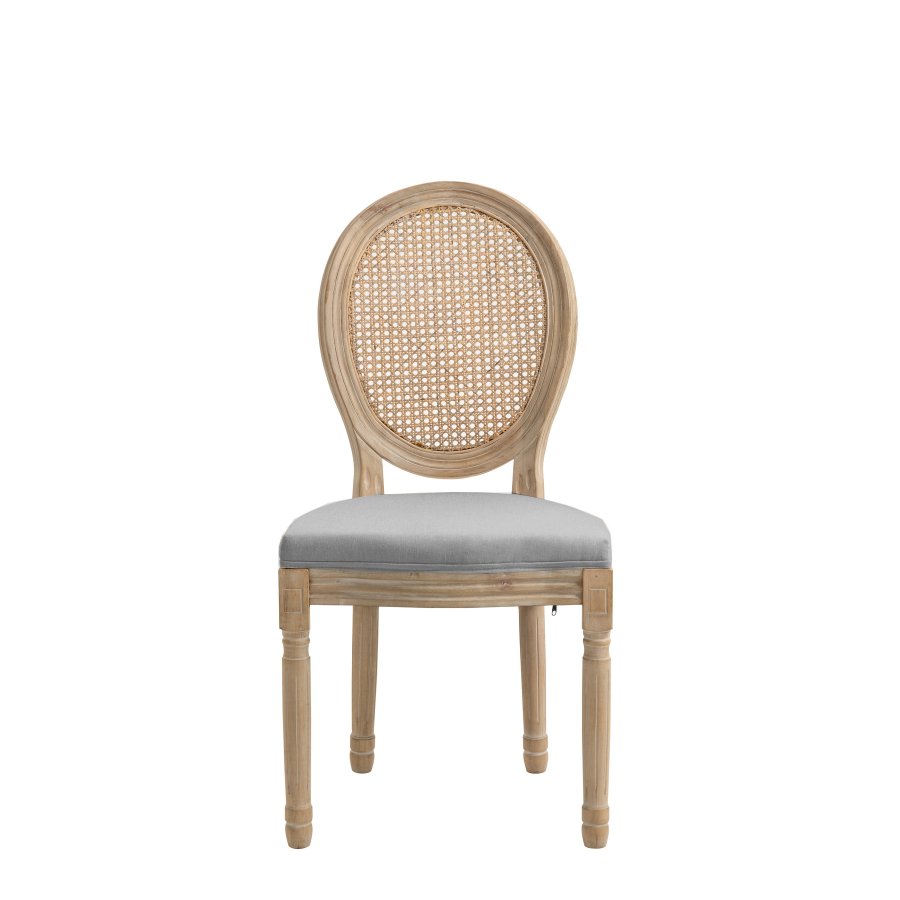 NORDLYS Richelieu spisebordsstol - mrkegr stof, rattan og gummitr