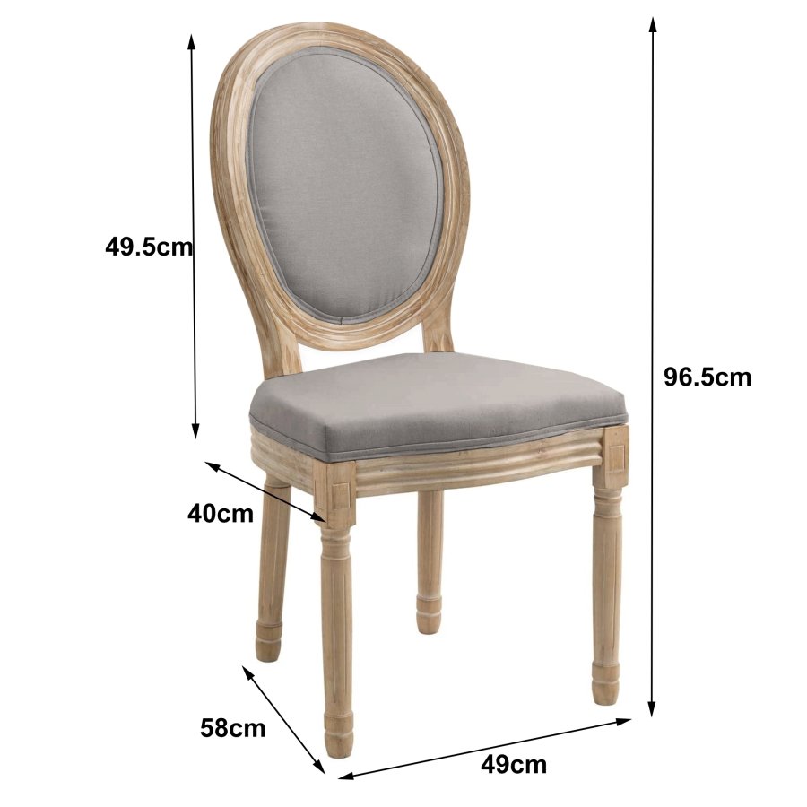 NORDLYS Richelieu spisebordsstol - mrkegr stof og gummitr