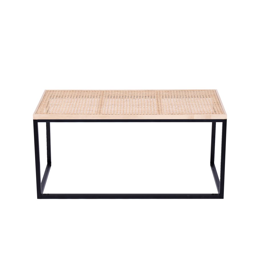NORDLYS Sapporo sofabord, rektangulr - rattan og sort metal (91,5x46)