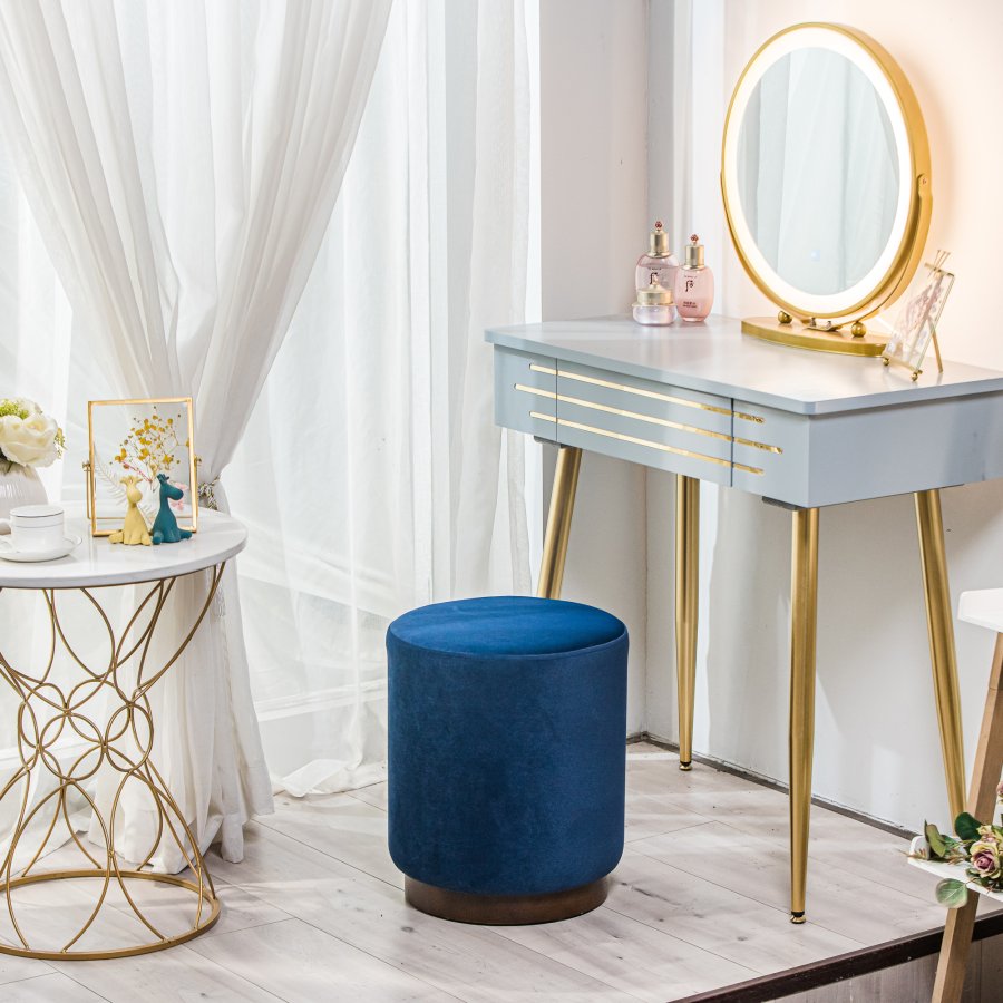 NORDLYS Soka puf, rund - bl fljl og brun tr (35)