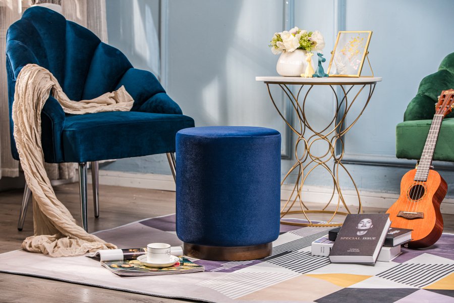 NORDLYS Soka puf, rund - bl fljl og brun tr (35)