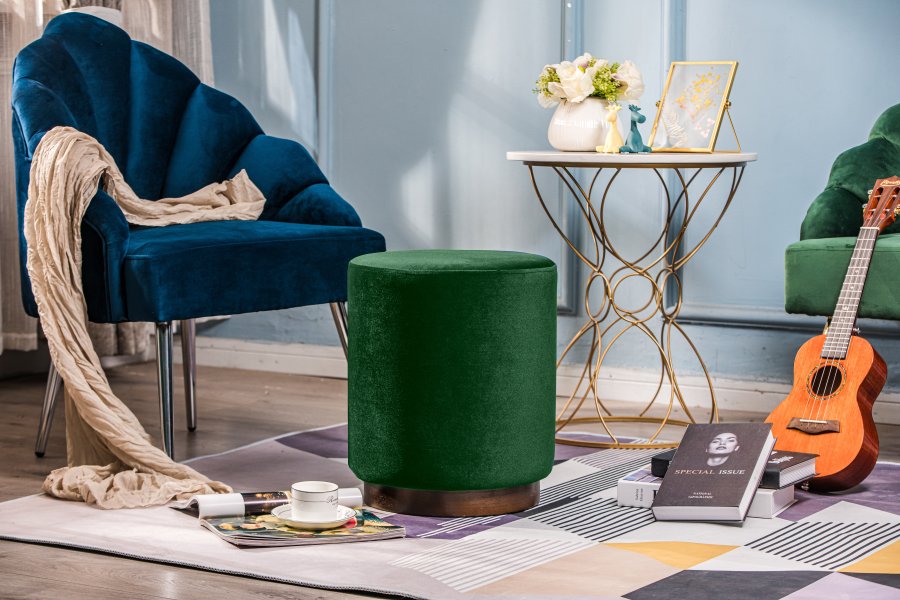 NORDLYS Soka puf, rund - grn fljl og brun tr (35)