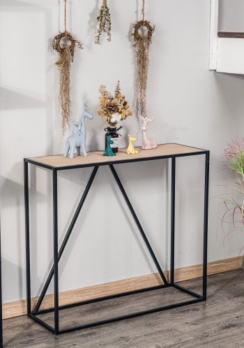 NORDLYS Solna konsolbord, rektangulr - tr og sort metal (90x30)