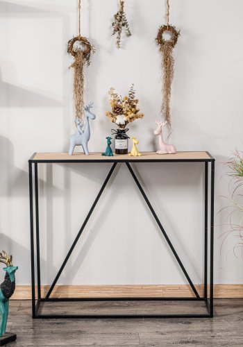 NORDLYS Solna konsolbord, rektangulr - tr og sort metal (90x30)