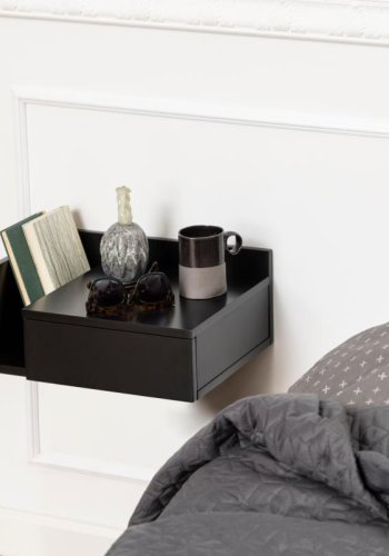 ACT NORDIC Ashlan vghngt natbord, m. 1 skuffe, vendbar - sort MDF (40x32)