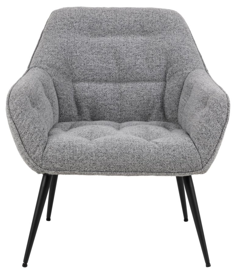 ACT NORDIC Brooke loungestol, m. armln - gr stof og sort stl