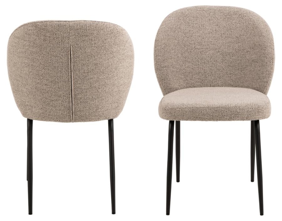 ACT NORDIC Patricia spisebordsstol - beige stof og sort stl