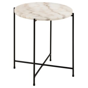 ACT NORDIC Avila sidebord, rund - hvid Guangxi marmor og sort stl (42)