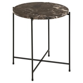 ACT NORDIC Avila sidebord, rund - brun Emperador marmor og sort stl (42)
