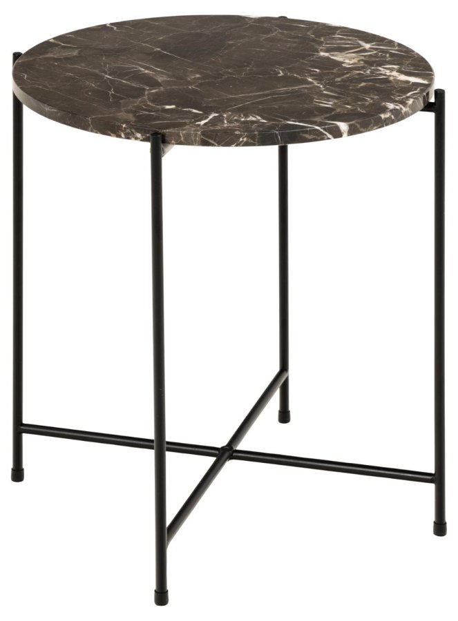 ACT NORDIC Avila sidebord, rund - brun Emperador marmor og sort stl (42)