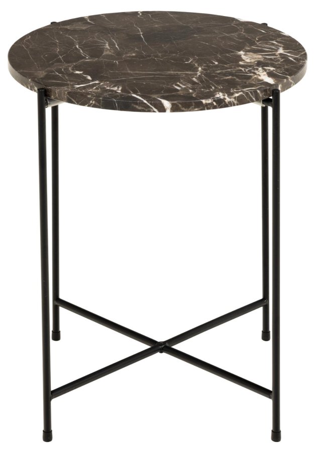 ACT NORDIC Avila sidebord, rund - brun Emperador marmor og sort stl (42)