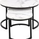 ACT NORDIC Spiro sofabord, oval/rund - hvid melamin med marmormnster og sort stl (st med 2) 