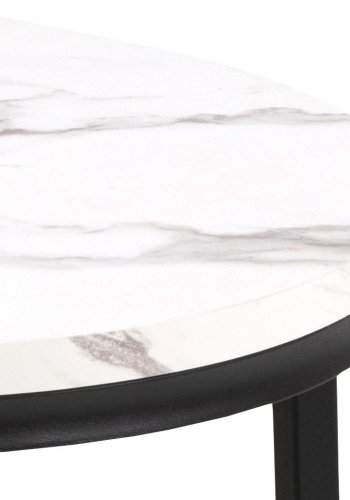 ACT NORDIC Spiro sofabord, oval/rund - hvid melamin med marmormnster og sort stl (st med 2) 